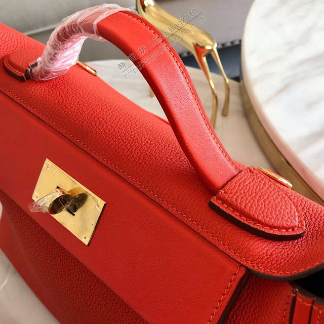 Hermes包包 愛馬仕Hermes Kelly2424 大紅 togo小牛皮 半手工制 Hermes休閒女款手提包  am1924